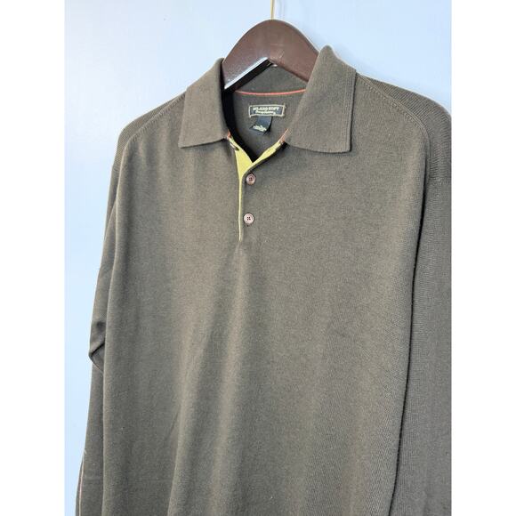 Tommy Bahama Silk Cashmere Polo Sweater Long Sleeve Brown Sz M Preppy - Picture 7 of 8